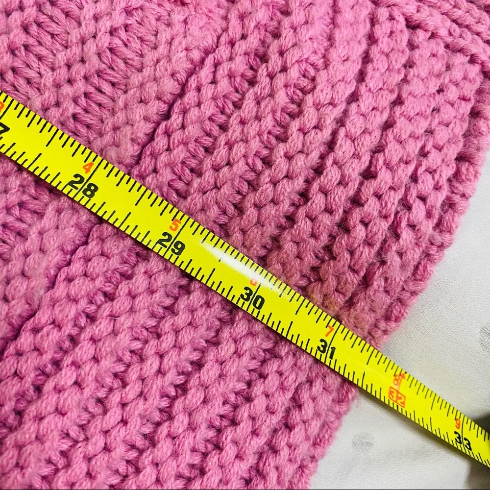 CONTEXT Ribbed Open Front Oversized Chunky Pink Cardigan Size Medium - Picture 7 of 10